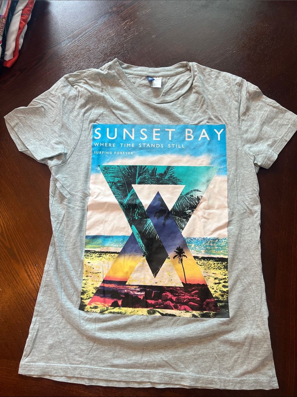 Divided Men's Grey Graphic Tee with Sunset Bay Print